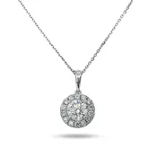14K & 18K White Gold Round Diamond Pendant & Chain Necklace 2.07ct