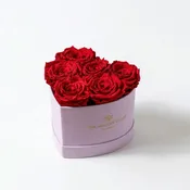 Baby Heart Light Pink Suede Box | Red Roses