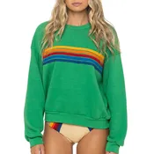 5 Stripe Relaxed Crew Sweatshirt in Kelly Green