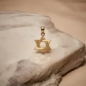 14K Yellow Gold Star of David Pendant