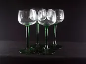 1970s Arcoroc France Hock Green-Stemmed Wine/Cordial Glasses, Set of 4
