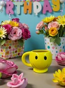 3.5″x 3″ Yellow Mini Smiley Face Mug – Each