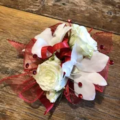 Red & White Prom Wrist Corsage