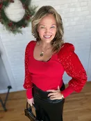 Brynn Sequin Top - Red