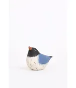 Batela USA Inc Sitting Bird Wood Small Blue White And 3.3x1.9x2.5