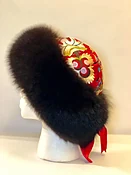 Red Rosebud Silk Brocade Tibetan Fox Fur Hat — Dö Kham