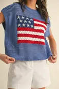 Annie American Flag Crochet Sweater
