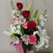 Roses and Lilies with Diamonds