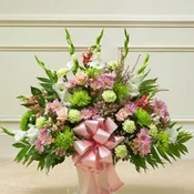 Heartfelt Tribute Pastel Floor Basket Arrangement