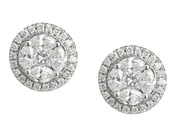 18K White Gold 0.80-Carat Diamond Cluster Earrings