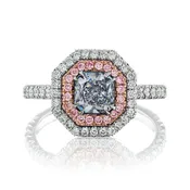 0.86ct Light Blue Radiant Diamond Ring VVS2 GIA