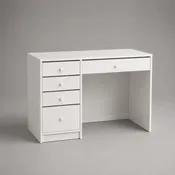 Bureau droit blanc avec 5 tiroirs en panneaux de particules mélaminés, 100 × 50 × 75 cm
