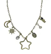 Celestial Charm Jewelry, Design Your Own Custom Charm Necklace, Pick 7 Celestial Star Charms, Gold Stainless Steel Paperclip Chain Jewelry, Personalize Gifts for Her