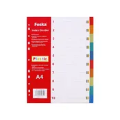 A4 Multicolour 10 Part Tab Dividers with Writable Cover for Ring Binders