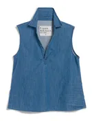 Olivia Popover Tank in Vintage Stonewashed Indigo
