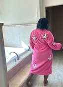 Lucky Duck Applique Long Terry Loop Bathrobe