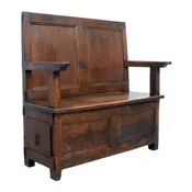 18th Century French Country Coin de Feu or Fireside Bench with Drawer