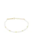 14k Gold Bead Station Rice Pearl Bracelet