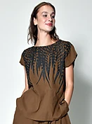 BROWN FEATHER TUNIC — uzinyc