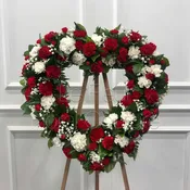 Crimson & White Carnation Heart