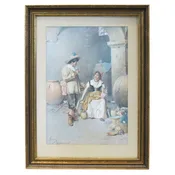 Francesco Ballesio Italian Watercolor Painting 19th Century