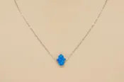 Opal Stone Hamsa  Sterling Silver Necklace