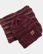 Acrylic Knit Beanie & Scarf Set – 100% Acrylic, Flecked Texture