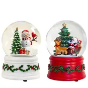 100MM Wind-Up Musical Santa &amp; Snowman Water Globes, 2 Assorted