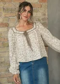 Botanical Tie Front Blouse