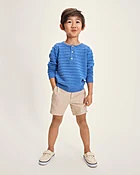 Boys Linen-Blend Chino Shorts - Linen Edit - Tan