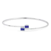 B1075 - 14K White Gold Ruby & Sapphire Bypass Bangle