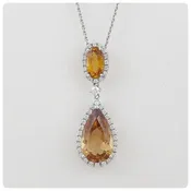 18K White Gold, Golden Tourmaline, Diamond Pendant, James Breski and Company, Chicago, IL, 2015