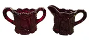 Vintage Ruby Glass Sugar &amp; Creamer