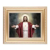10 1/4" x 12 1/4" Satin Gold Frame with an 8" x 10" Chambers: Welcoming Jesus Print