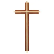 10" H Maple Hardwood Walnut Cross With Gold or Nickel Plated Inlay