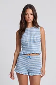 Abby Sleeveless Smocked Gingham Top