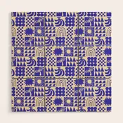 Abstract blue tropical mosaic art pattern Wood Wall Art