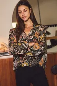 Alena Black Multi Floral Print Blouse
