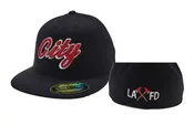 Black Los Angeles Fire Dept. 3D City 210 Flat Bill Fitted Flexfit Tech Cap