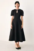 AFTER DARK ELEGANCE JEWELED MIDI DRESS