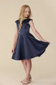 Cap Sleeve Boat Neck Dress In Longer Length