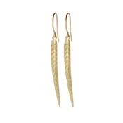 18K Gold Long Leaf Earrings