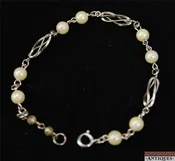 1/20 12K White Gold Filled Bracelet 8 1/4 Inch Long Extender Faux Pearl Beads