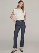 Belted Stretch Slim Straight Pants