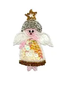 Vintage Angel with Star Headpiece - Sequins and Glass Beads - Pre-Glued Back 3" x 2"