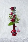 4 Red Roses w/ Bear — Minervas Flowers