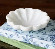 6" White Marble Scallop Bowl
