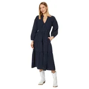 Wholesale Madewell Mariette - Long Sleeve V-Neck Tiered Midi Yarn-Dye Jacquard MD (Women's 6-8)