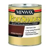 Minwax PolyShades 213404444 Wood Stain and Polyurethane, Antique Walnut, Liquid, 0.5 pt, Can