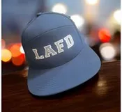 7 Panel Flat Bill Snap Back LAFD Navy Cap